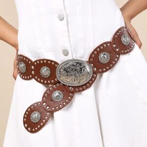 Lulus Leota Brown Studded Disc Belt - Size One Size